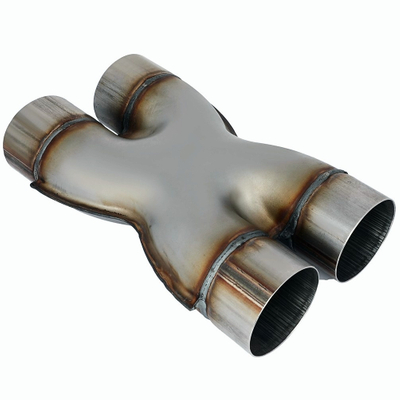 Universal Dual 3" In/Out Crossover X Pipe Exhaust Tip 12" Length Stainless Steel Exhaust Tailpipe