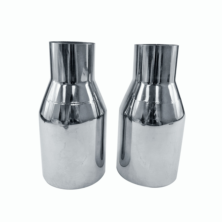  2X Sliver Exhaust Duo Layer Straight Tip Polished Stainless Steel 2.5In 4Out