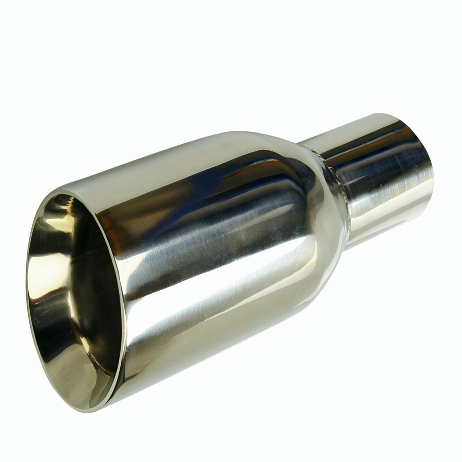  2.5 Inlet - 4 Outlet Stainless Steel Sliver Duo Layer Slant Cut Exhaust Tip