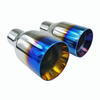  2X 2.5 In 4 Out Blue Burnt Exhaust Duo Layer Straight Tip Polished Stainless