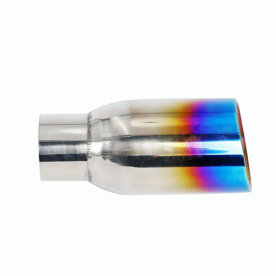 2.5 In 3.5 Out Stainless Exhaust Tip Slant Cut Duo Layer Blue Burnt Muffler