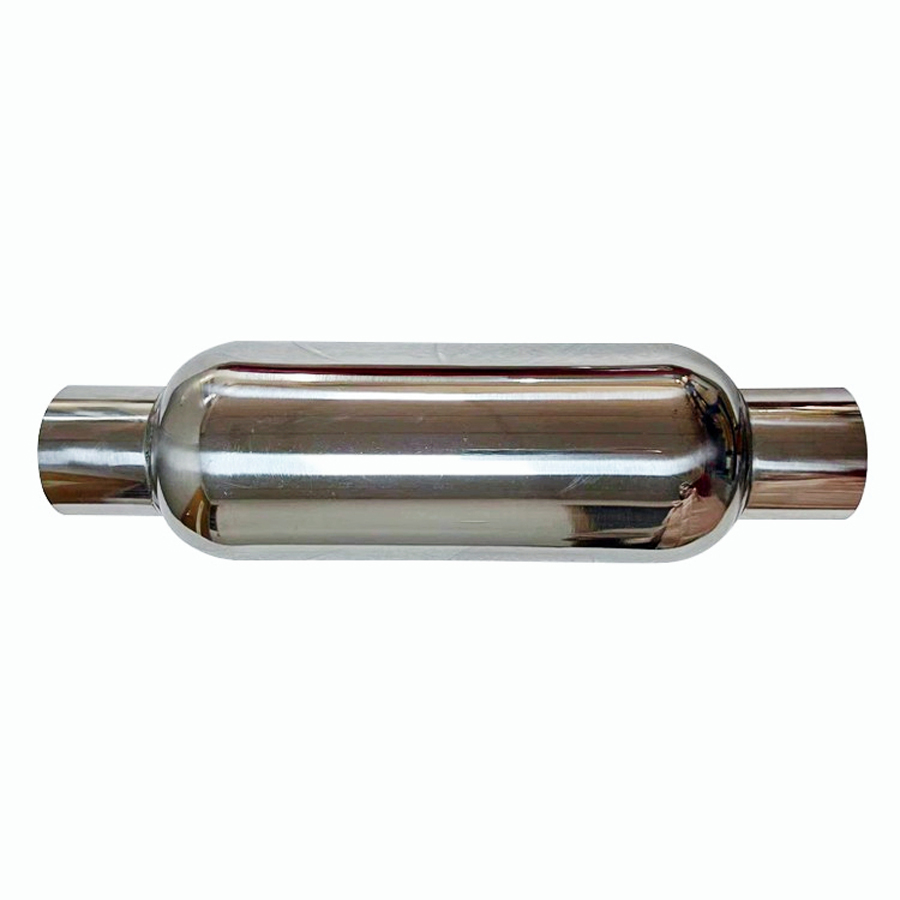 2.25"Inlet/Outlet Turbine Muffler Exhaust 304 Stainless Steel Glass Pack Dual Wall