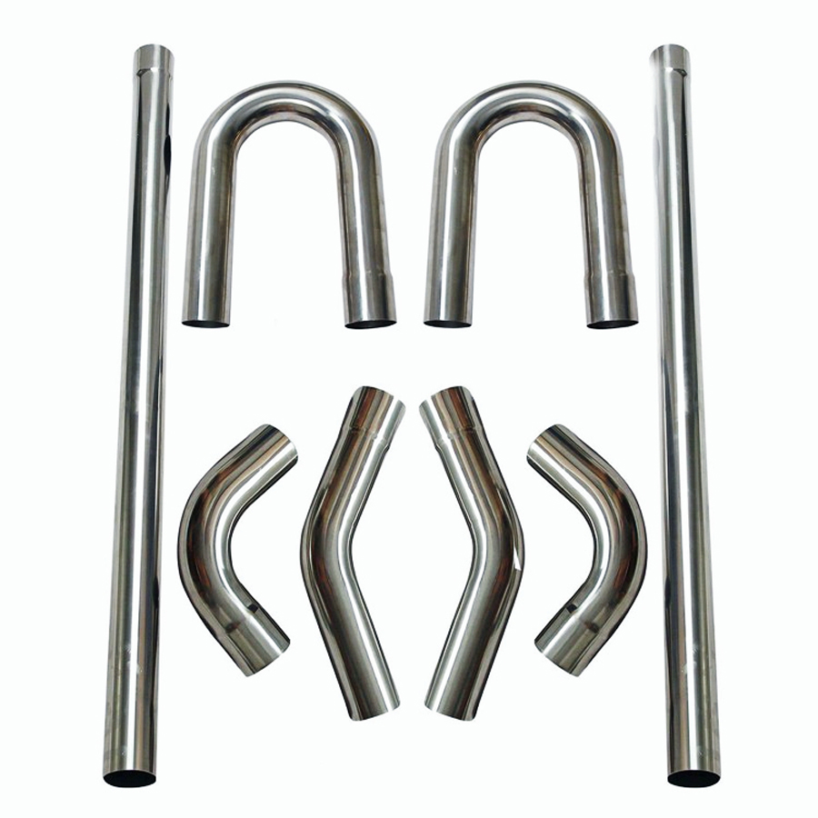 8PCS 3.0'' 304 Stainless Mandrel Bend Exhaust Straight & Bend Pipe DIY Kits Silver