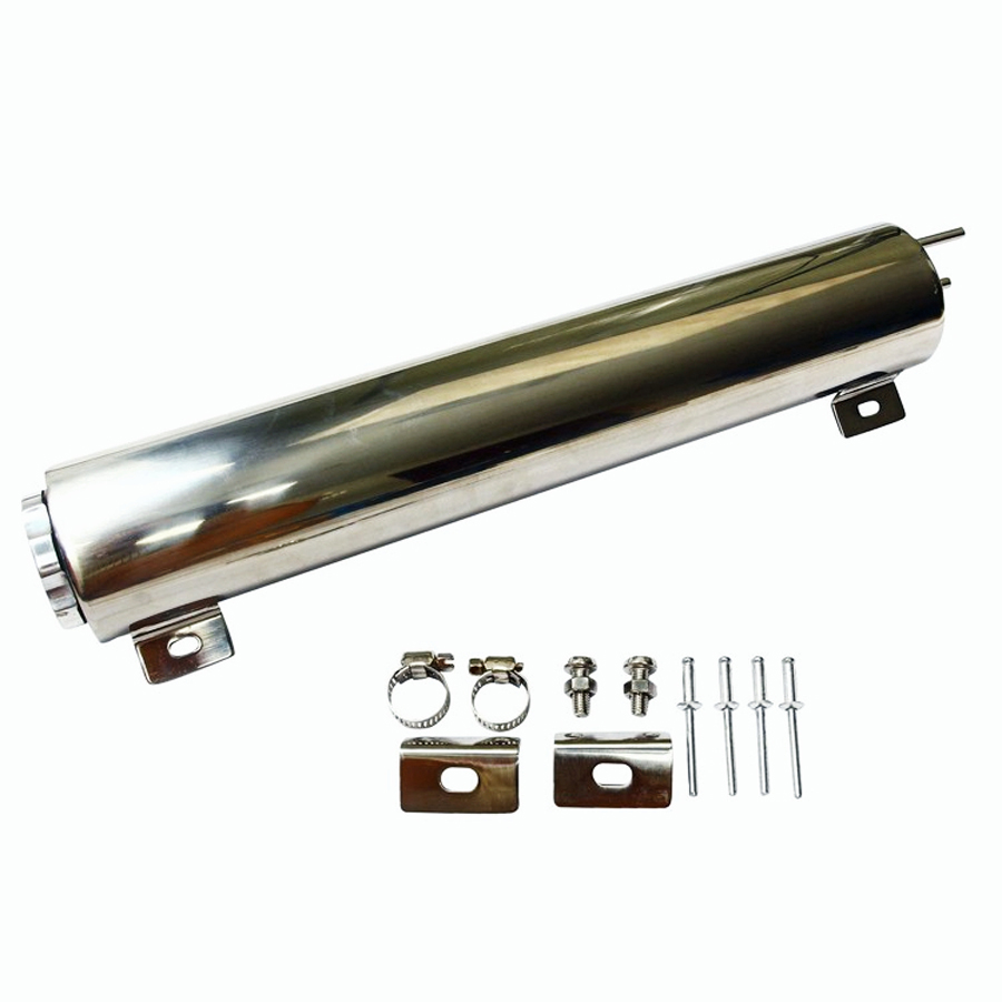 3" X 16" Polished Stainless Steel Automobile Radiator Overflow Tank Catch Can 50 OZ